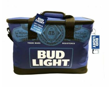 Bud Light Soft Sided Cooler Beverage Bag with Token Key Chain - Blue