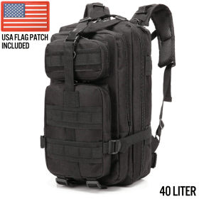 XG-MB40 - Large Tactical Backpack Survival Assault Bag 40 Liter (Color: Black)
