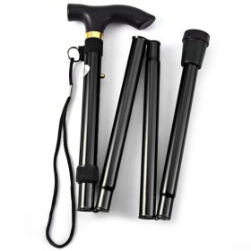 Foldable Lightweight Walking Stick; Trekking Pole With Rubber Tip; Adjustable Height (Color: Black)