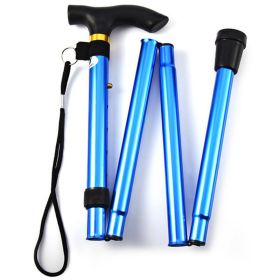 Foldable Lightweight Walking Stick; Trekking Pole With Rubber Tip; Adjustable Height (Color: Blue)