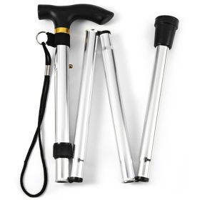 Foldable Lightweight Walking Stick; Trekking Pole With Rubber Tip; Adjustable Height (Color: Silvery)