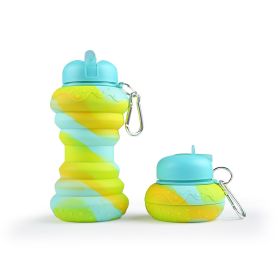 550ML Collapsible Water Bottles Outdoor Sports Fold Water Cup Silicone Leakproof Portable Kettle Travel Children Adult Bottle (Capacity: 550ML, Color: G)