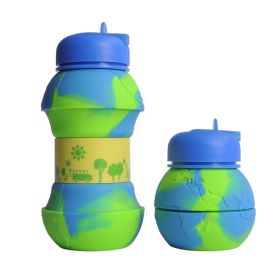 550ML Collapsible Water Bottles Outdoor Sports Fold Water Cup Silicone Leakproof Portable Kettle Travel Children Adult Bottle (Capacity: 550ML, Color: D)
