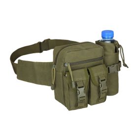 Tactical Waist Bag Denim Waistbag With Water Bottle Holder For Outdoor Traveling Camping Hunting Cycling (Color: Army Green)