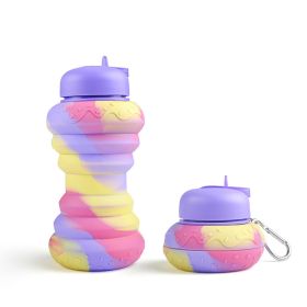 550ML Collapsible Water Bottles Outdoor Sports Fold Water Cup Silicone Leakproof Portable Kettle Travel Children Adult Bottle (Capacity: 550ML, Color: I)