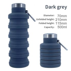 500ml outdoor retractable water bottle portable collapsible silica gel sports cup (Capacity: as shown, Color: A05 500ML)