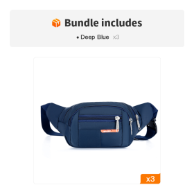 Casual Multifunctional Waist Bag; Adjustable Durable Large Capacity Messenger Bag For Outdoor Sports Running Walking (Color: Deep Blue*3)