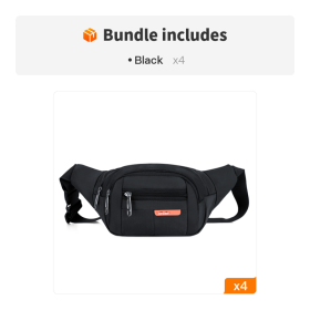 Casual Multifunctional Waist Bag; Adjustable Durable Large Capacity Messenger Bag For Outdoor Sports Running Walking (Color: Black*4)