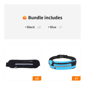 Unisex Sports Fanny Pack; Running Waist Bag; Belt Phone Bag; Water Hydration Backpack Running Accessories (Color: Black*2+Blue)