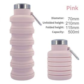 500ml outdoor retractable water bottle portable collapsible silica gel sports cup (Capacity: as shown, Color: A02 500ML)