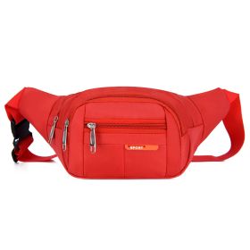 Casual Multifunctional Waist Bag; Adjustable Durable Large Capacity Messenger Bag For Outdoor Sports Running Walking (Color: Red)