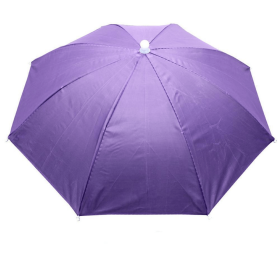 Portable Rain Hat Outdoor Folding Umbrella Fishing Sun Shade Anti-UV Camping Fishing Headwear Cap Beach Head Hat Accessory (Color: Violet)