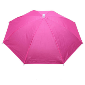 Portable Rain Hat Outdoor Folding Umbrella Fishing Sun Shade Anti-UV Camping Fishing Headwear Cap Beach Head Hat Accessory (Color: Rose)