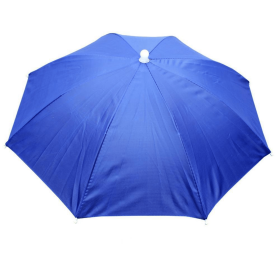 Portable Rain Hat Outdoor Folding Umbrella Fishing Sun Shade Anti-UV Camping Fishing Headwear Cap Beach Head Hat Accessory (Color: Sapphire Blue)