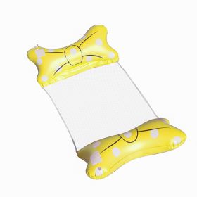 Inflatable Foldable Floating Row Summer Bow Knot With Net Recliner For Beach And Pool (Color: Yellow)
