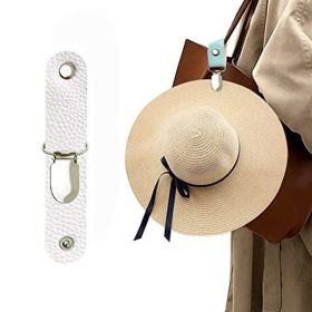Leather Hat Holder Clip For Travel On Bag Backpack Luggage; Multifunctional Cap Clip; Travel And Camping Accessories (Color: White)