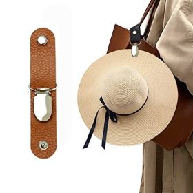 Leather Hat Holder Clip For Travel On Bag Backpack Luggage; Multifunctional Cap Clip; Travel And Camping Accessories (Color: brown)