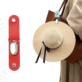Leather Hat Holder Clip For Travel On Bag Backpack Luggage; Multifunctional Cap Clip; Travel And Camping Accessories (Color: Red)