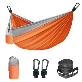 Camping Hammock Double & Single Portable Hammock With 2 Tree Straps And 2 Carabiners; Lightweight Nylon Parachute Hammocks Camping Accessories Gear (Color: Orange, size: 118.11x78.74inch)