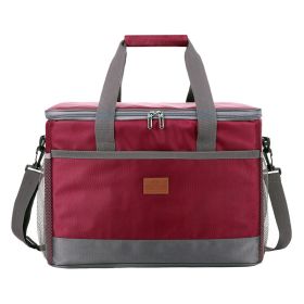 32L Soft Cooler Bag with Hard Liner Large Insulated Picnic Lunch Bag Box Cooling Bag for Camping BBQ Family Outdoor Activities (Color: Red)