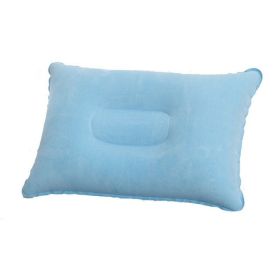 Portable Fold Inflatable Air Pillow Outdoor Travel Sleeping Camping PVC Neck Stretcher Backrest Plane Comfortable Pillow (Color: G911F-light blue, size: 43X27cm)