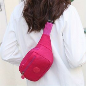 Simple Waist Bag; Letter Patch Decor Crossbody Bag; Casual Nylon Phone Bag For Outdoor Travel Sports (Color: Rose Red)
