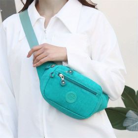 Simple Waist Bag; Letter Patch Decor Crossbody Bag; Casual Nylon Phone Bag For Outdoor Travel Sports (Color: Sky Blue)