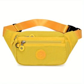Simple Waist Bag; Letter Patch Decor Crossbody Bag; Casual Nylon Phone Bag For Outdoor Travel Sports (Color: Yellow)