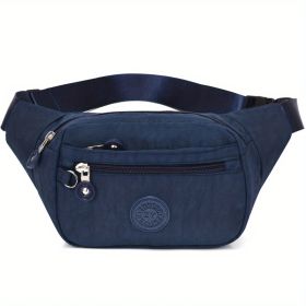 Simple Waist Bag; Letter Patch Decor Crossbody Bag; Casual Nylon Phone Bag For Outdoor Travel Sports (Color: Blue)