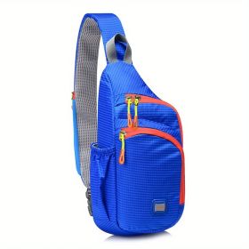 Waterproof Nylon Fanny Pack; Trendy Zipper Sling Bag With Side Pocket For Outdoor Sports (Color: Blue)