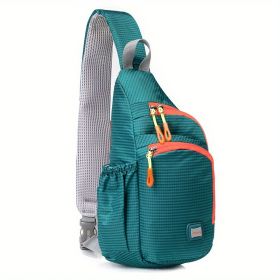 Waterproof Nylon Fanny Pack; Trendy Zipper Sling Bag With Side Pocket For Outdoor Sports (Color: Lake Green)