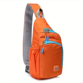 Waterproof Nylon Fanny Pack; Trendy Zipper Sling Bag With Side Pocket For Outdoor Sports (Color: Tangerine)