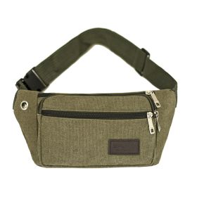1pc Unisex Multifunctional Canvas Waist Bag Fanny Pack For Outdoor Activities (Color: Army Green)