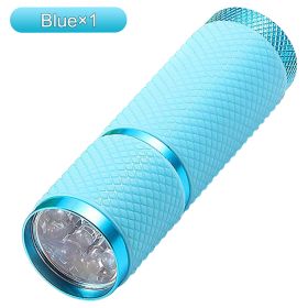 Glow In Dark Flashlight; Rubber Coated Mini 9 LED Flashlight; Portable Handy Light For Camping; Hiking; Night Reading; Cycling; Backpacking (Color: Blue-1PC Without Battery)