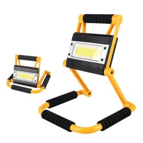 1Pack LED Working Light High Lumen Rechargeable Floodlight Portable Foldable Camping Light With 360° Rotation Stand (Color: Yellow)