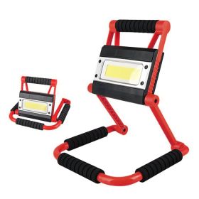 1Pack LED Working Light High Lumen Rechargeable Floodlight Portable Foldable Camping Light With 360° Rotation Stand (Color: Red)