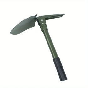 1pc Portable Foldable Camping Shovel - Multifunctional Hiking Tool for Entrenching, Digging, and Cleaning (Color: Green)