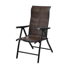 Portable Camping Rattan Folding Chair W/Armrest (Color: As pic show, Type: Style A)