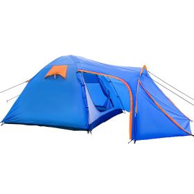 Outdoor Hiking Portable Easy Camping Tent for 3 -5 Person (Color: Blue & Orange, Type: Camping Tent)
