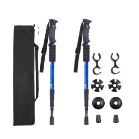 Sports & Outdoors Four-section Trekking Straight Trekking Poles (Color: Blue, Type: Trekking Poles)