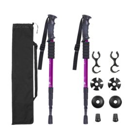 Sports & Outdoors Four-section Trekking Straight Trekking Poles (Color: Purple, Type: Trekking Poles)