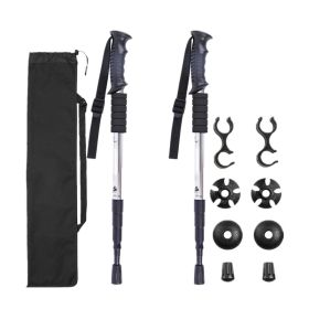 Sports & Outdoors Four-section Trekking Straight Trekking Poles (Color: Silver, Type: Trekking Poles)