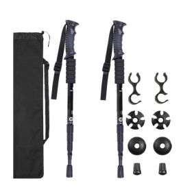 Sports & Outdoors Four-section Trekking Straight Trekking Poles (Color: Black, Type: Trekking Poles)