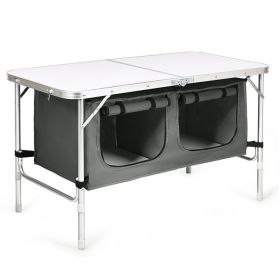 Travel Party Adjustable Height Folding Camping Table (Color: Gray, Type: Camping Table)