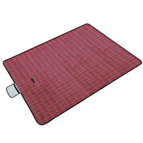 60" x 78" Waterproof Picnic Blanket Handy Mat with Strap Foldable Camping Rug (Color: Red)