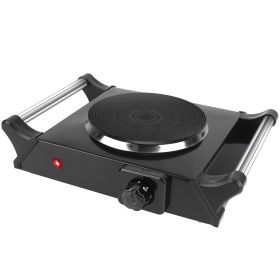 1000W Electric Single Burner Portable Heating Hot Plate Stove Countertop RV Hotplate with 5 Temperature Adjustments Portable Handles (Color: Black, Type: Single Burner)