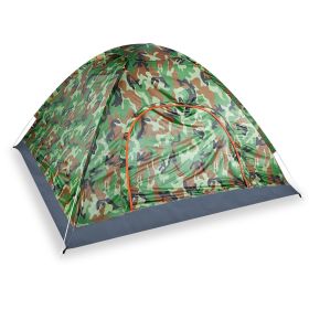 4 Persons Camping Waterproof Tent Pop Up Tent Instant Setup Tent w/2 Mosquito Net Doors Carrying Bag Folding 4 Seasons (Color: Camouflage)