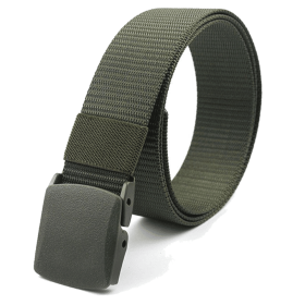 Adjustable Nylon Belt with Plastic Buckle (Color: Army Green)