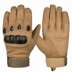 XG-TG1 Tactical Self Defense Gloves Hard Knuckle (Full Finger) (Color: Khaki, size: large)